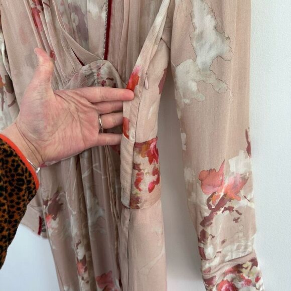 Zara Limited Edition Blogger Favorite 2022 Pale Pink Watercolor Floral Flowy Max - Picture 11 of 15